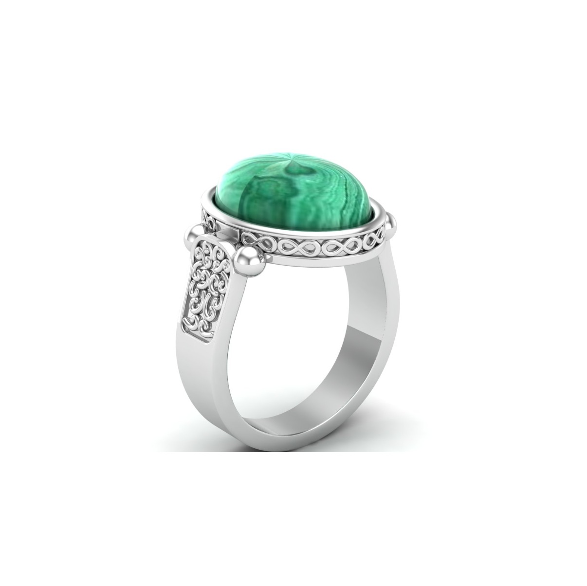 Bague malachite argent Augusto chevalière